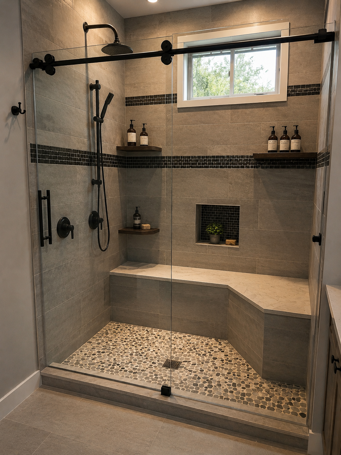 Salle de bain rénovée pour illustrer un projet à Ploemeur